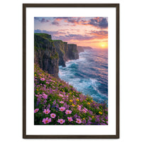 Coastal Sunset Wildflowers: Dramatic Ocean Cliffs and Floral Meadow