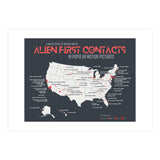 USA Map of Alien First Contacts in Movies (Print Only) thumbnail