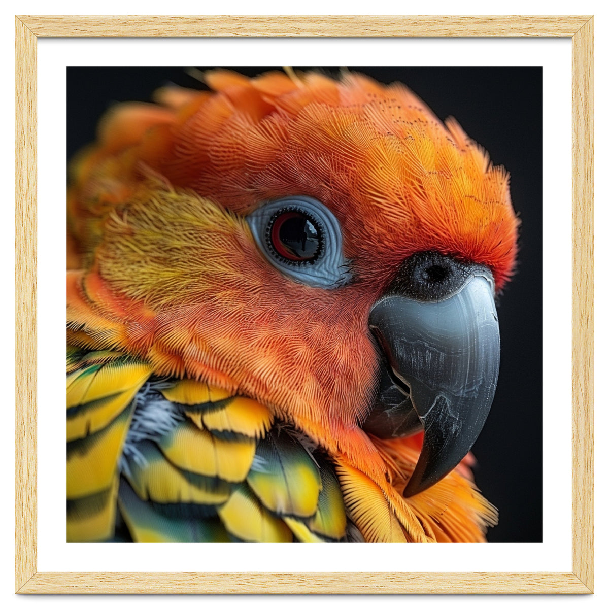 Close Up Of A Sun Conure Parrot's Head