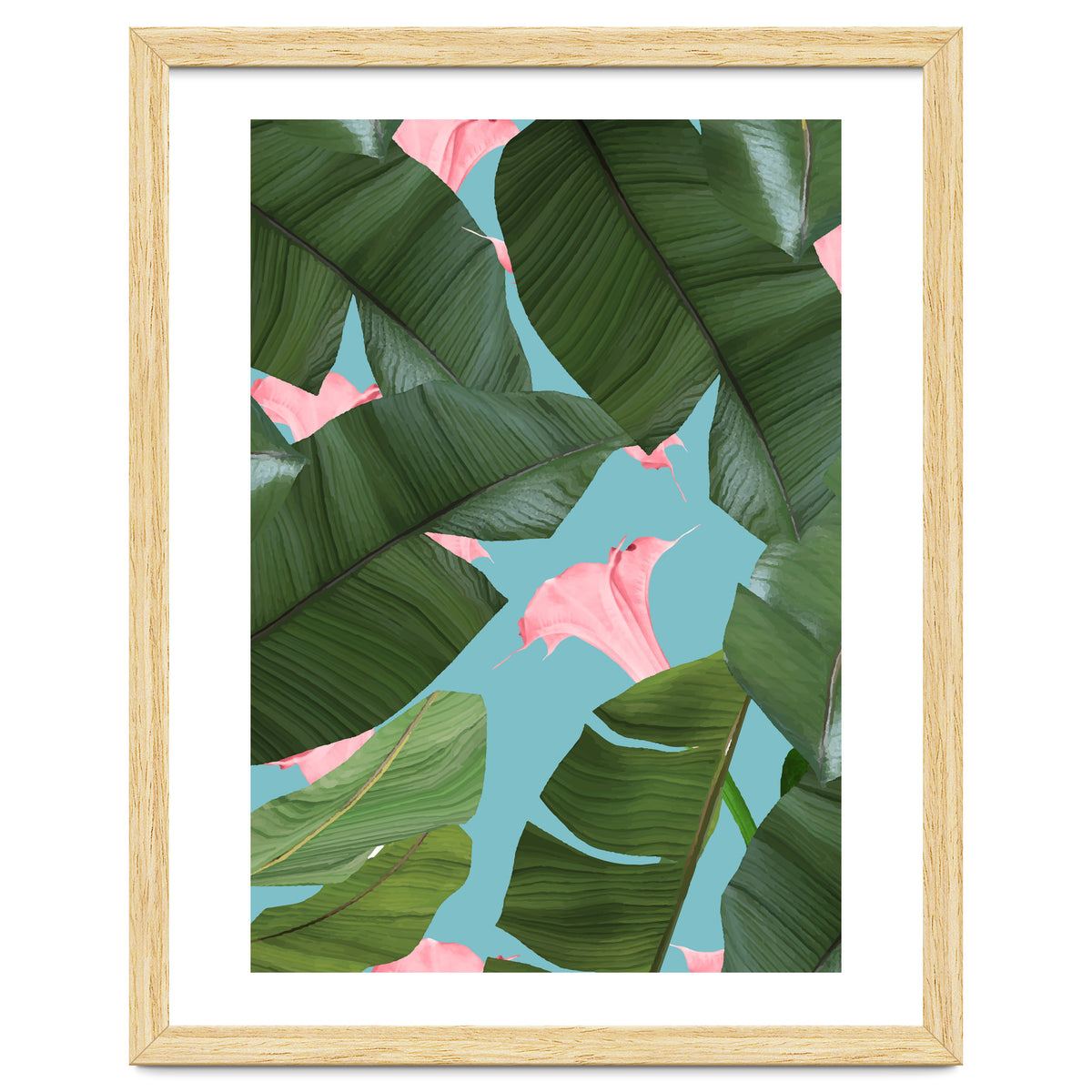 Wild Flower, Tropical Jungle Banana Leaves Botanical, Floral Nature Garden Blush Plants