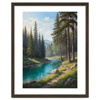 Serene Alpine Forest River Landscape
