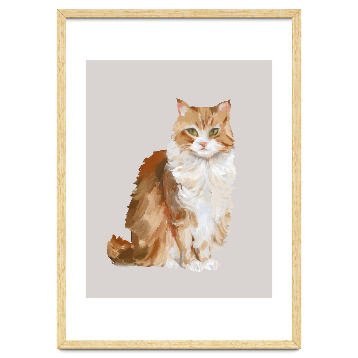 Handpainted messy oil painting of furry baby cat