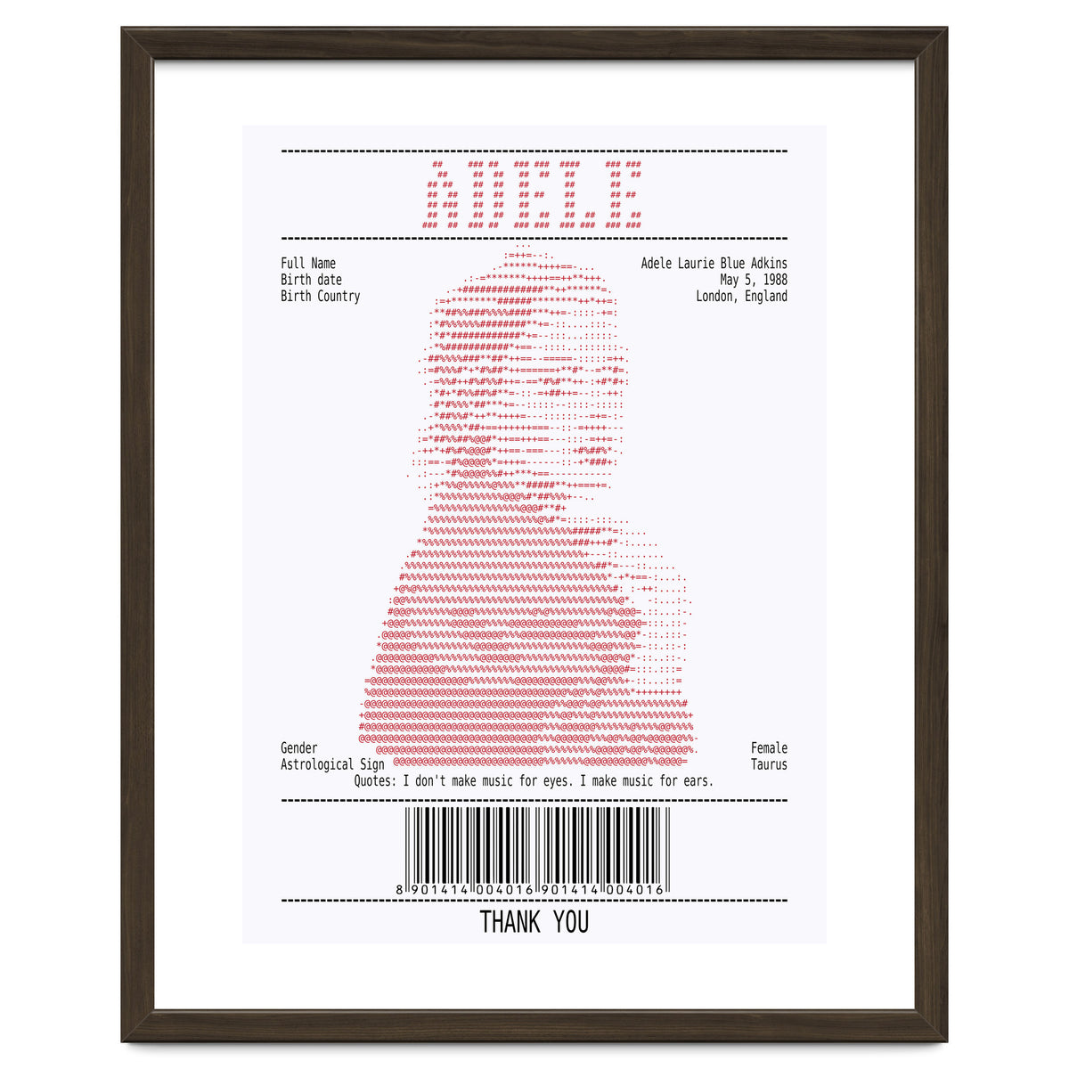 Receipt Art Adele Red