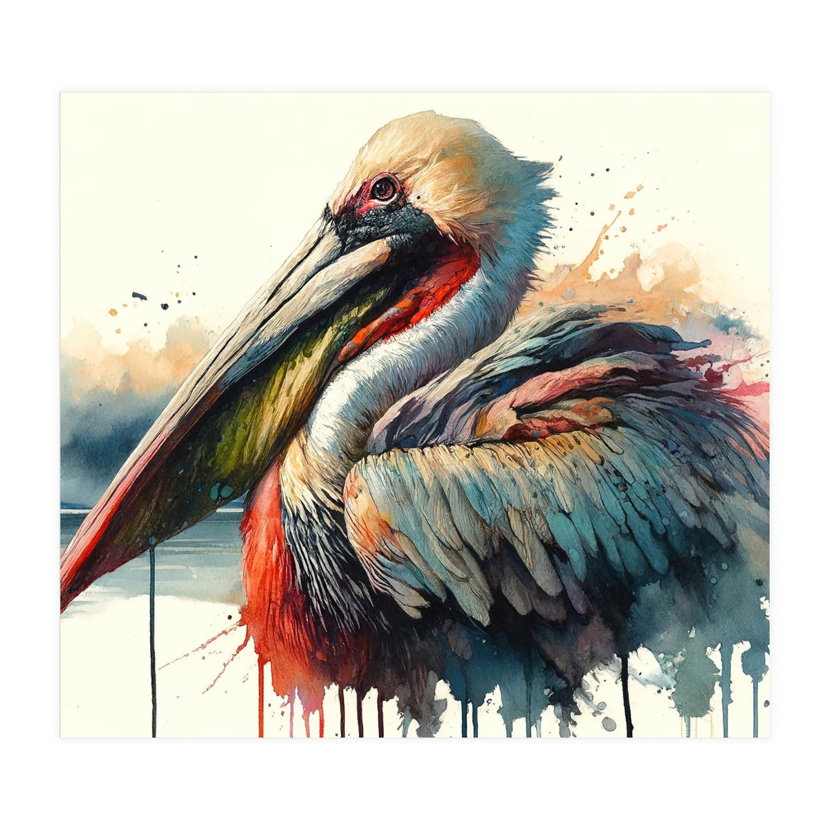Coastal Pelican Portrait (Print Only)