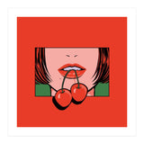 Pop Art Cherry Bold Lips With A Classic Design (Print Only) thumbnail