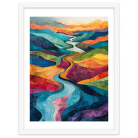 Colorful Abstract River Valley Landscape Art