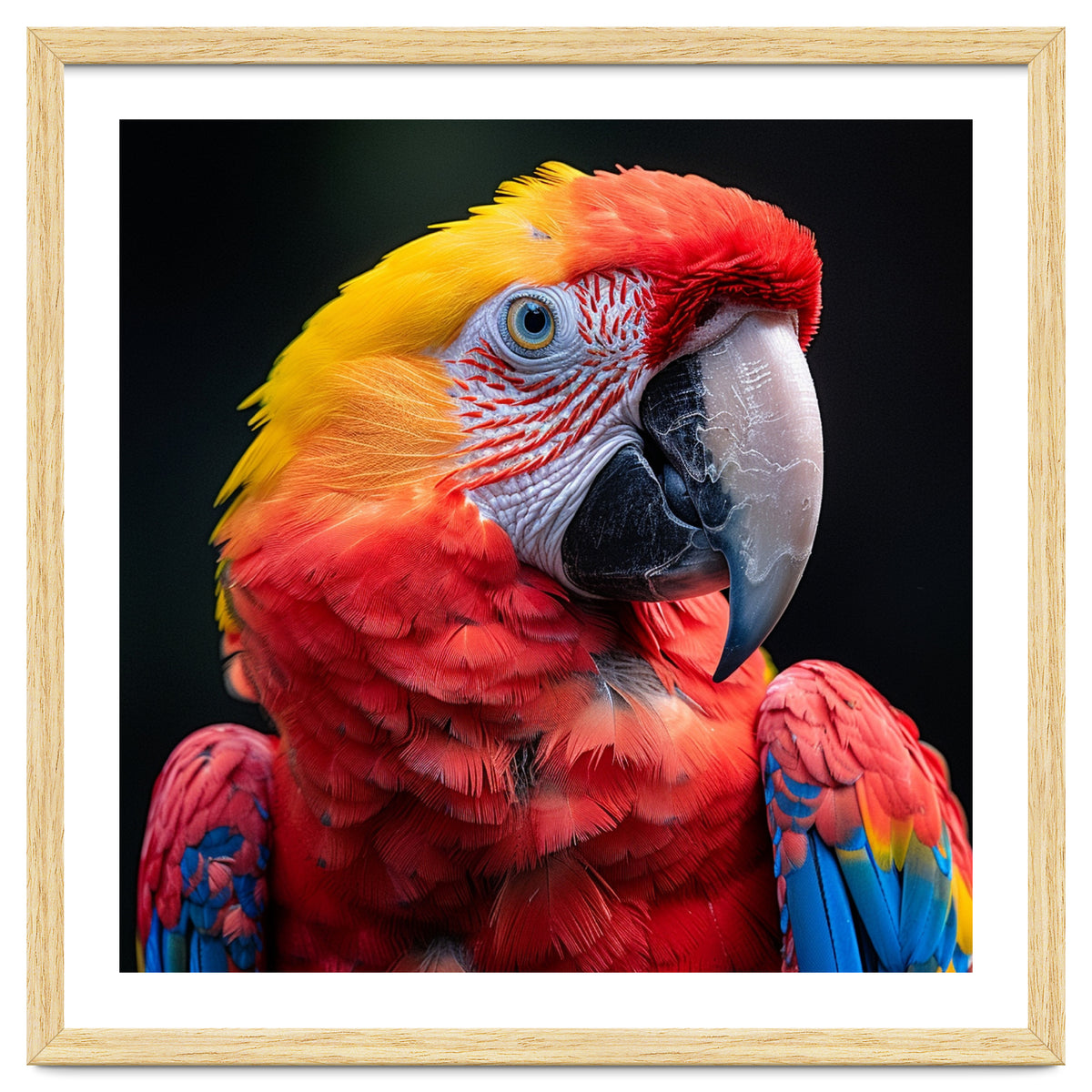 Scarlet Macaw Parrot Headshot Vibrant Colors