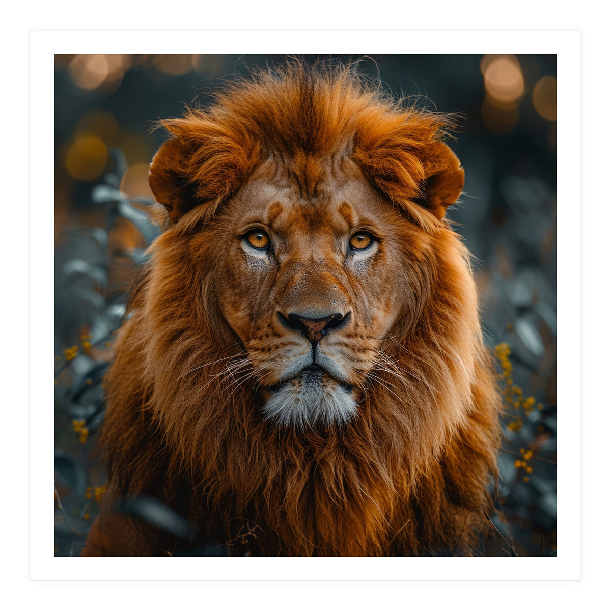 Majestic Lion Portrait Intense Gaze Wildlife (Print Only)