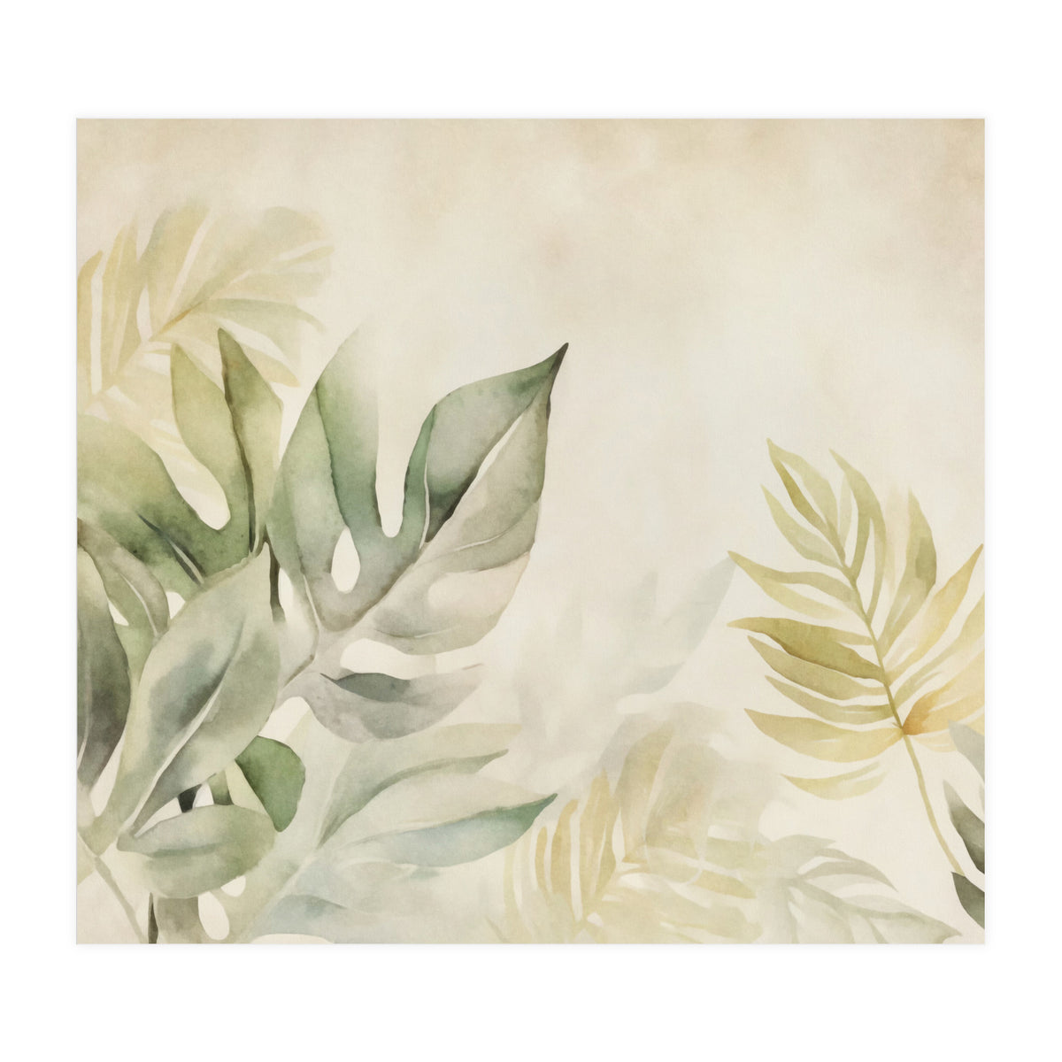 Gentle Leaf Tropical Whispers Watercolor Green (Print Only)