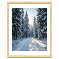 Serene Winter Wonderland Forest Road