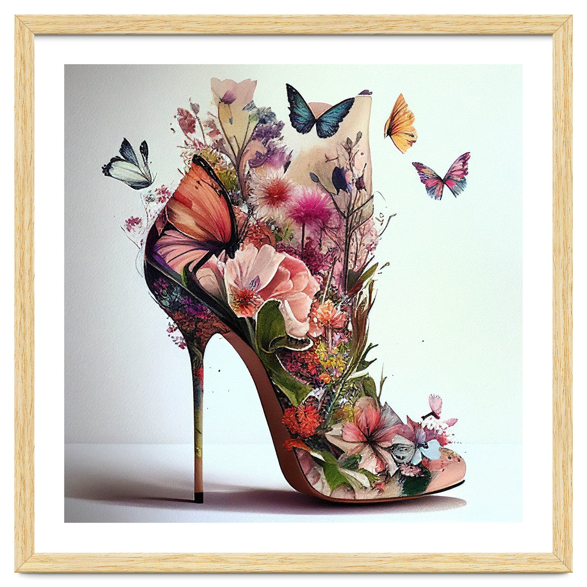 Floral Stiletto With Butterflies