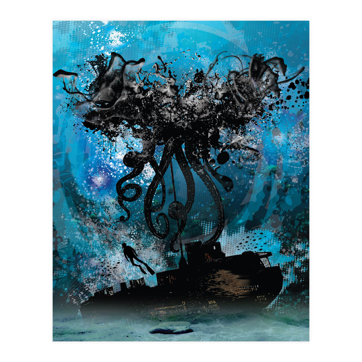 Ink Octopus Shipwreck (Print Only)