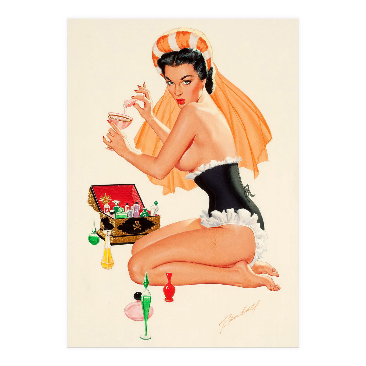 Young And Beautiful Witch Preparing A Love Portion (Print Only)