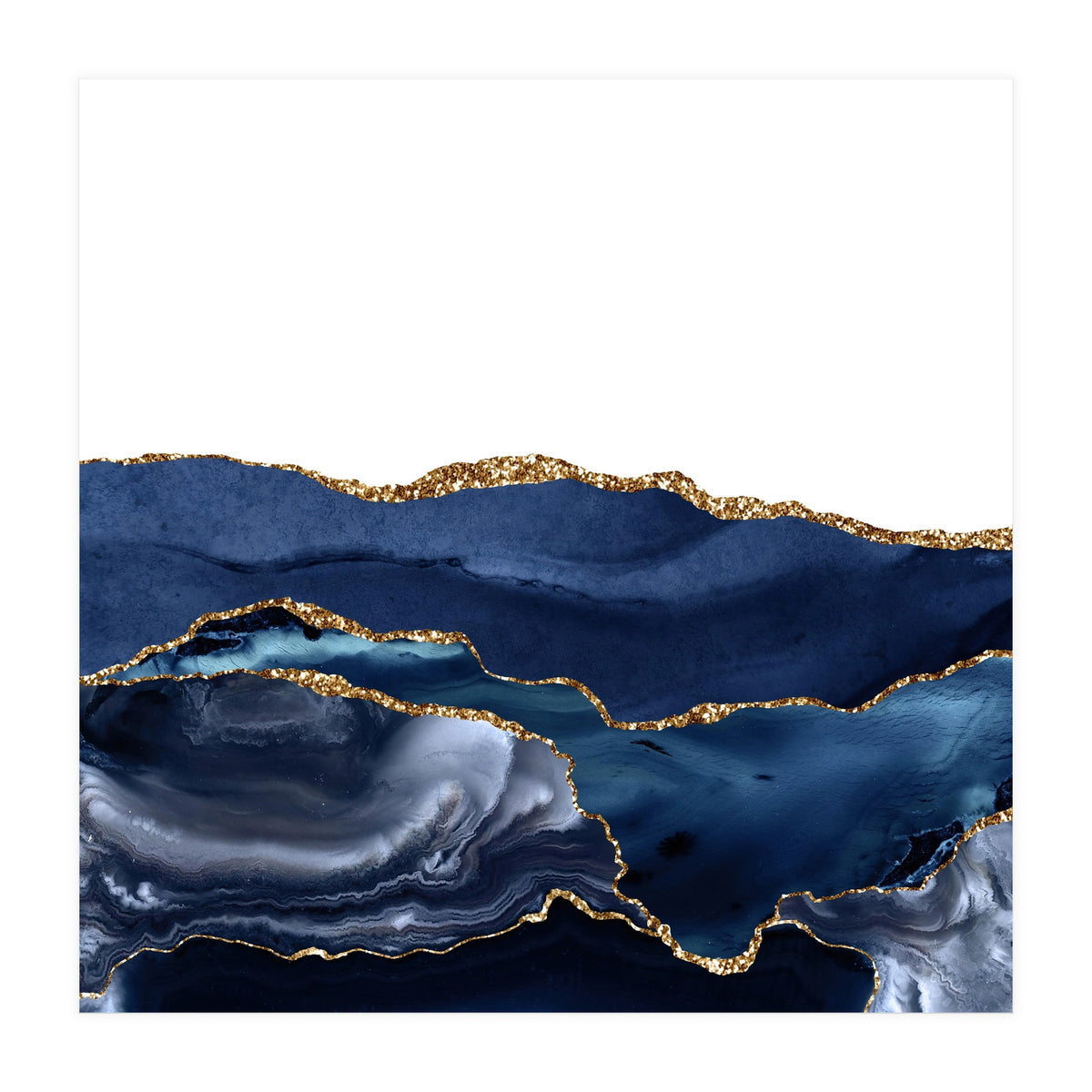 Navy & Gold Agate Texture 21  (Print Only)