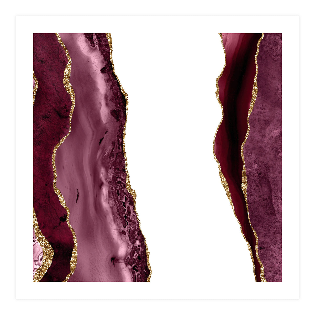 Burgundy & Gold Agate Texture 20 (Print Only)