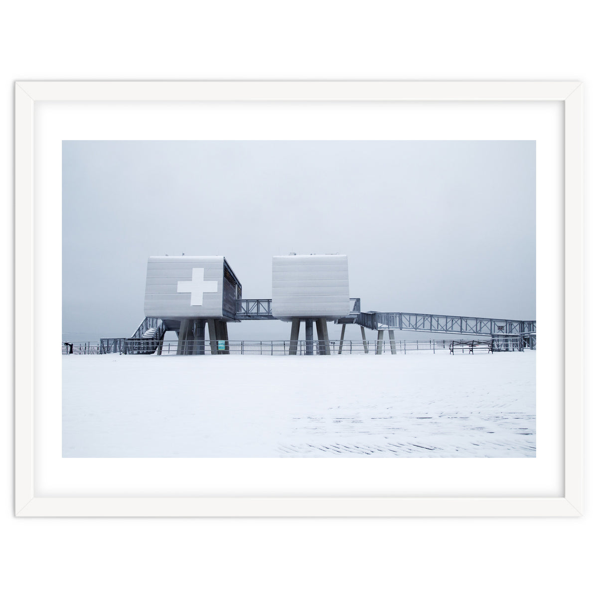 First aid house in the winter seascape