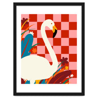 Checkers & The Great Egret, Wildlife Animals Maximalist Eclectic, Bold Heron Botanical Nature Jungle Bohemian