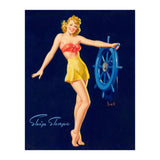 Pinup Girl Is Posing With A Steering Wheel (Print Only) thumbnail