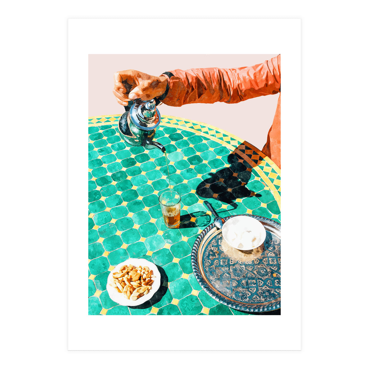 Chai, India Culture & People Painting, Exotic Travel Places Tea Bohemian Colorful Morocco Turkish (Print Only)