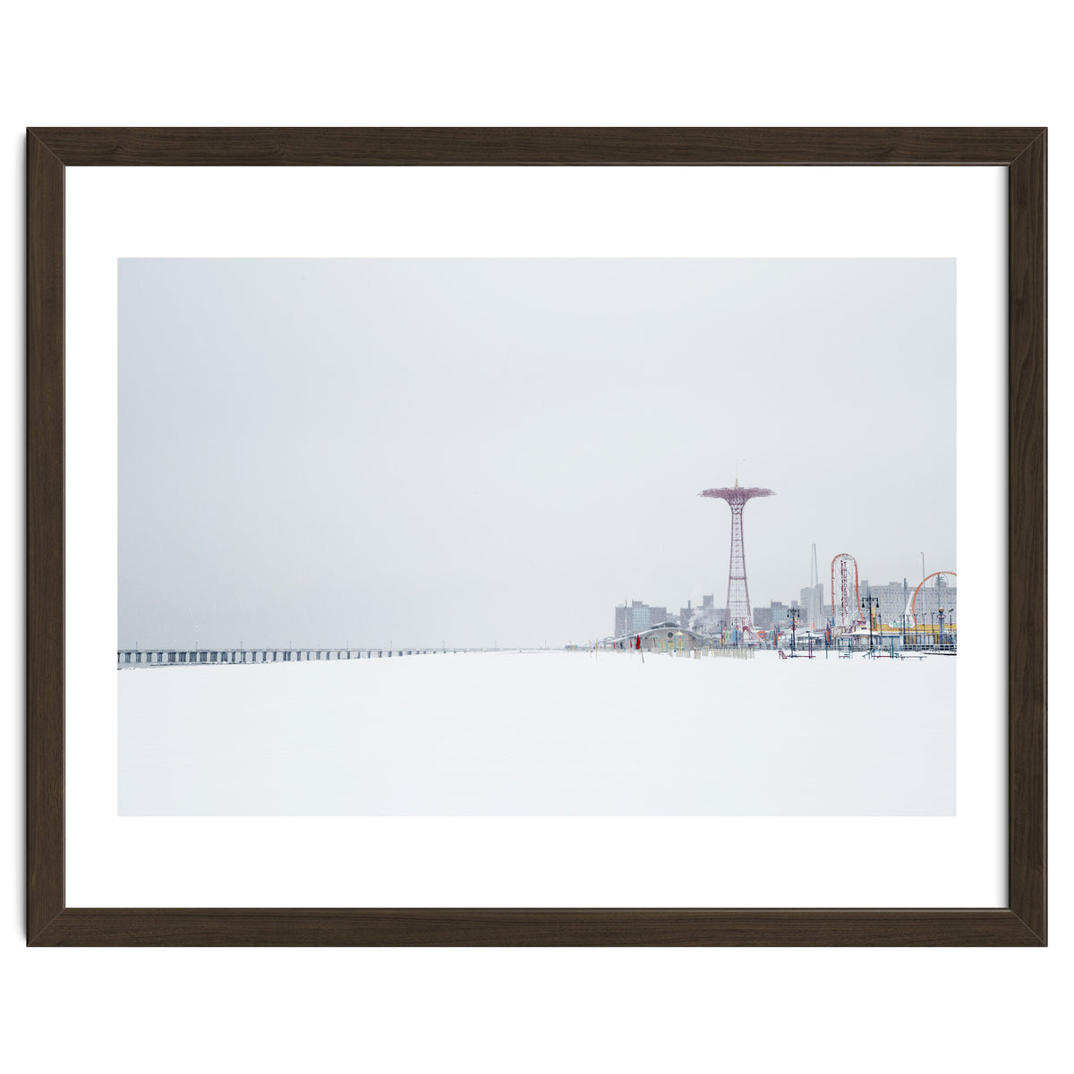 Amusement park in the winter seascape