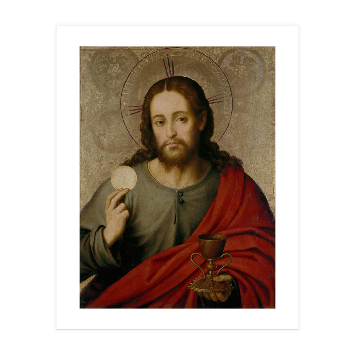 Juan de Juanes / 'The Saviour', 1545-1550, Spanish School, Oil on panel, 73 cm x 49 cm, P00845. (Print Only)