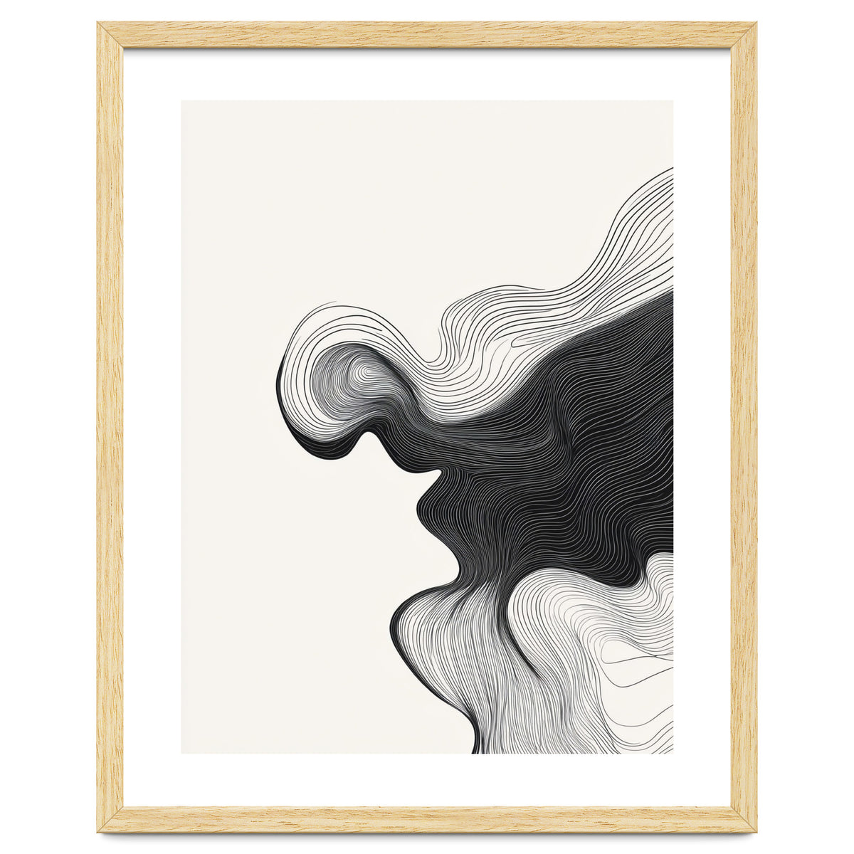 Abstract Black And White Wavy Lines Flowing Organic Shape