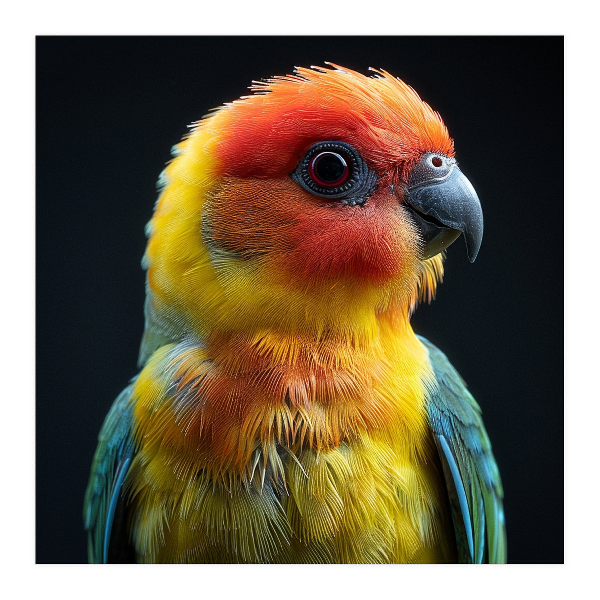 Vibrant Sun Conure Parrot Close Up Portrait (Print Only)