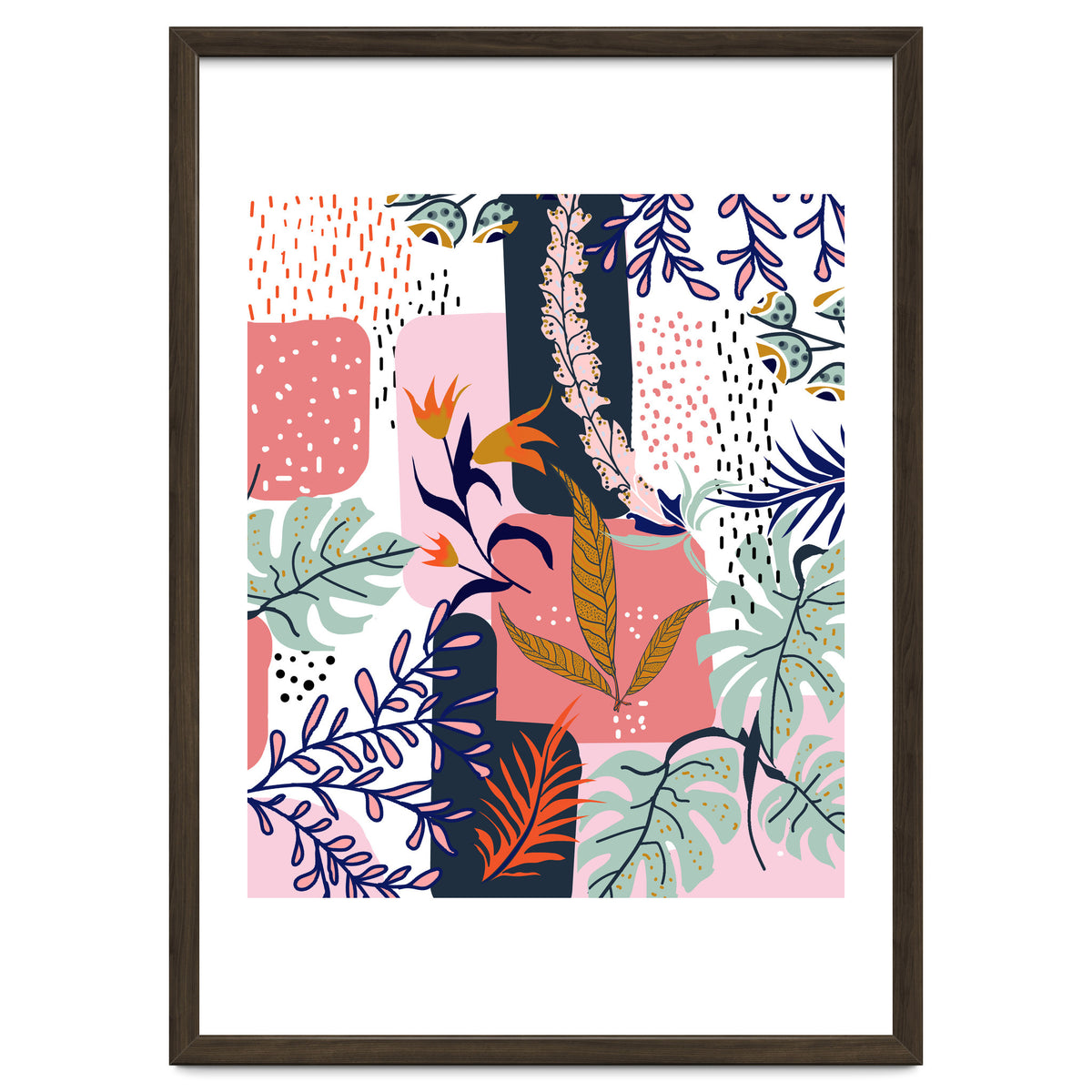 Mood | Abstract Chic Modern Bohemian Painting | Contemporary Eclectic Blush Botanical Nature