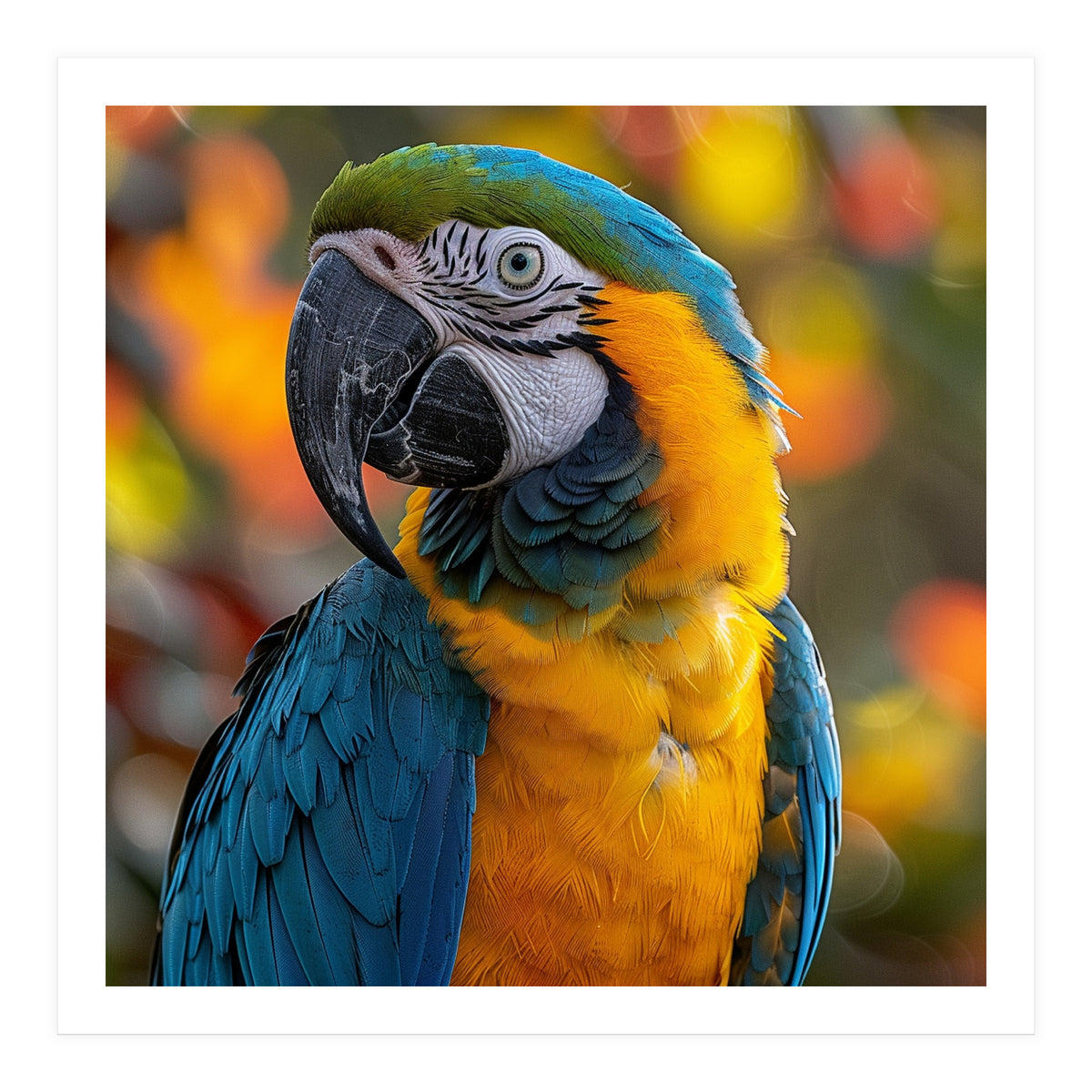Blue And Gold Macaw Parrot Close Up Portrait (Print Only)