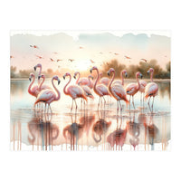 Serene Flamingo Sunrise (Print Only)