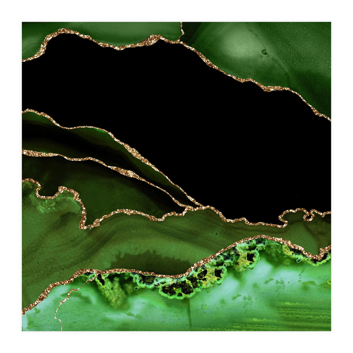 Green & Gold Agate Texture 14 (Print Only)