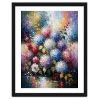 Vibrant Summer Hydrangea Bouquet Heavy Impasto Oil Painting