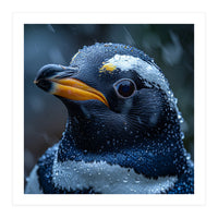 Macro view of a Penguin with Water Droplets (Print Only)