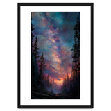 Magical Milky Way Night Sky over Pine Forest Silhouette Art thumbnail