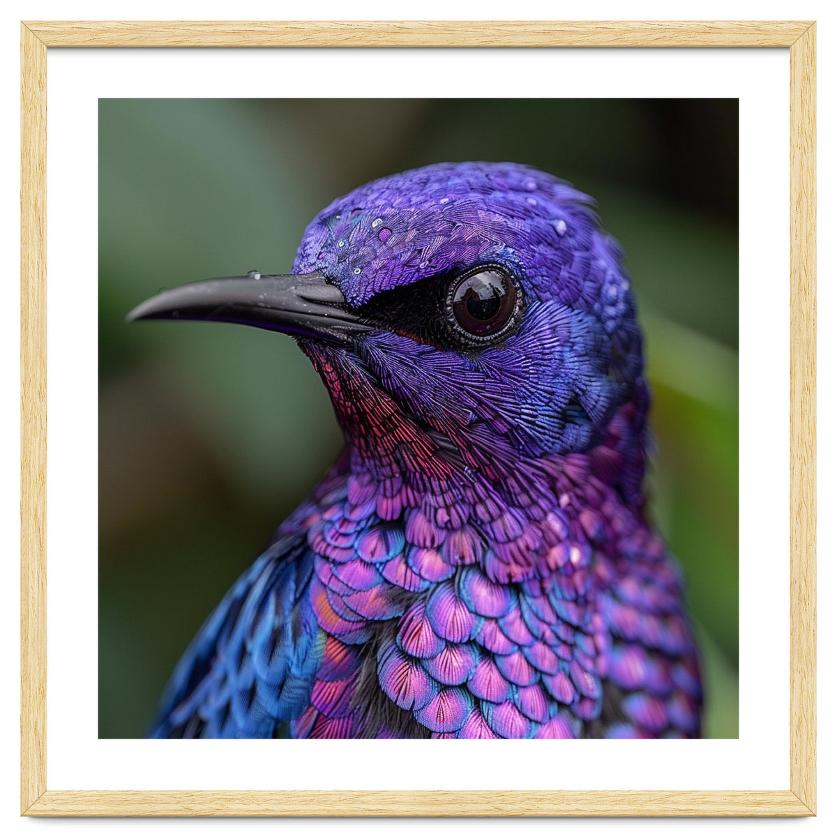 Vibrant Purple Bird With Water Droplets