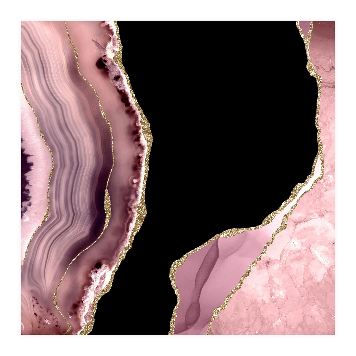 Blush & Gold Agate Texture 01  (Print Only)