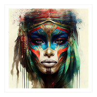 Turquoise Warrior Woman Portrait (Print Only)