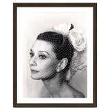 Audrey Hepburn with Veil, Classic Hollywood Glamour Photography, Black and White Icon Portrait thumbnail
