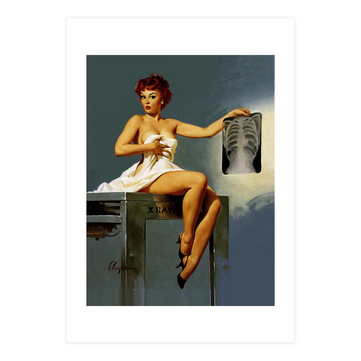 Pin Up Sexy Girl At The Doctor (Print Only)