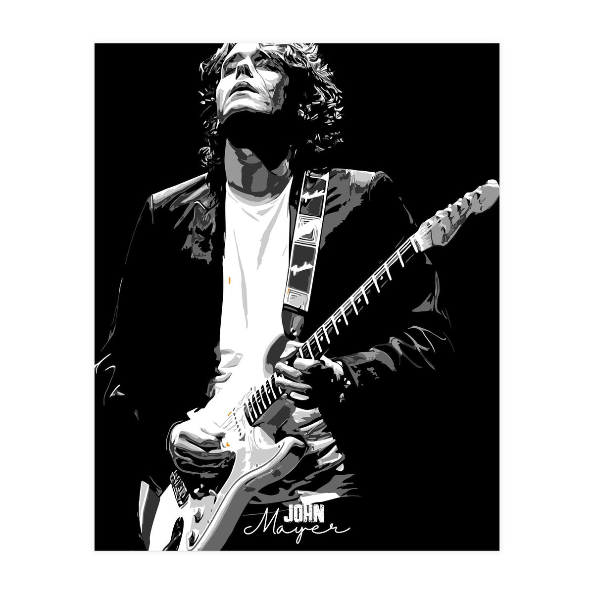 John Mayer American Musician Legend in Grayscale (Print Only)