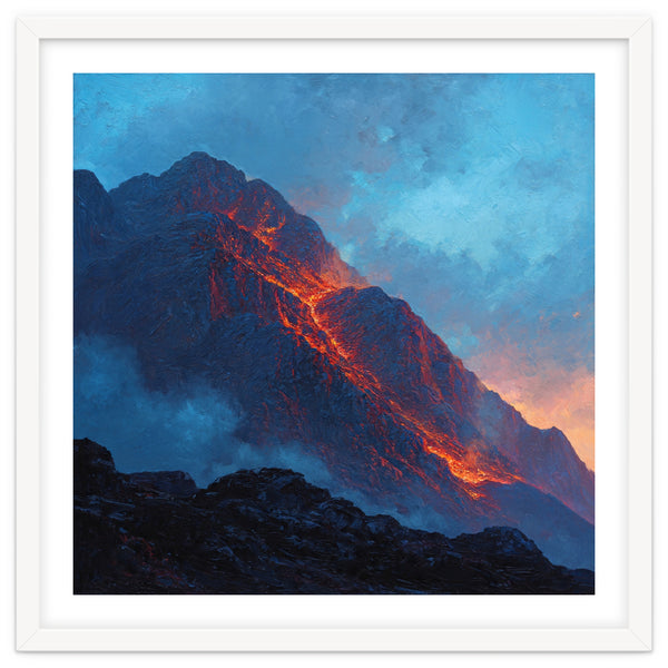 Dramatic Mountain Summit with Fiery Sunset Alpenglow