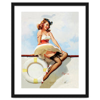 Sailing Pinup Girl With Captain Hat