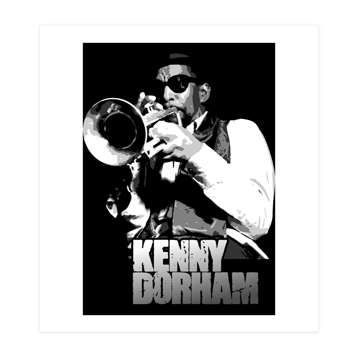 Kenny Dorham Jazz Trumpeter in Grayscale (Print Only)