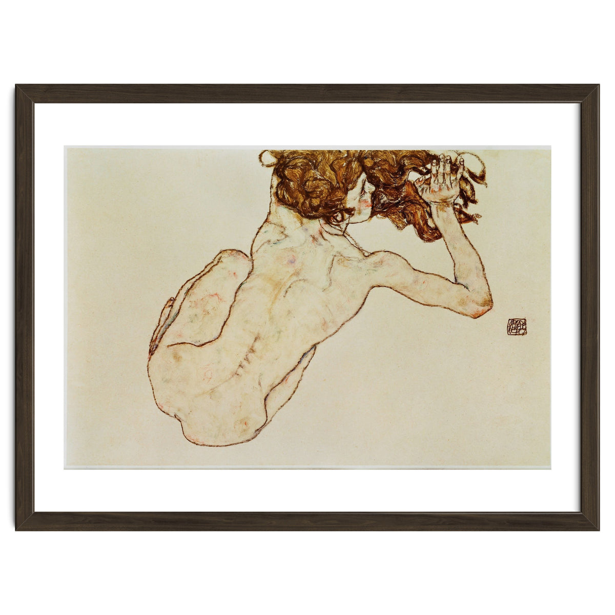 Kauernder Rueckenakt - Crouching nude,back view,1917. Gouache and pencil, 29,5 x 45 cm.