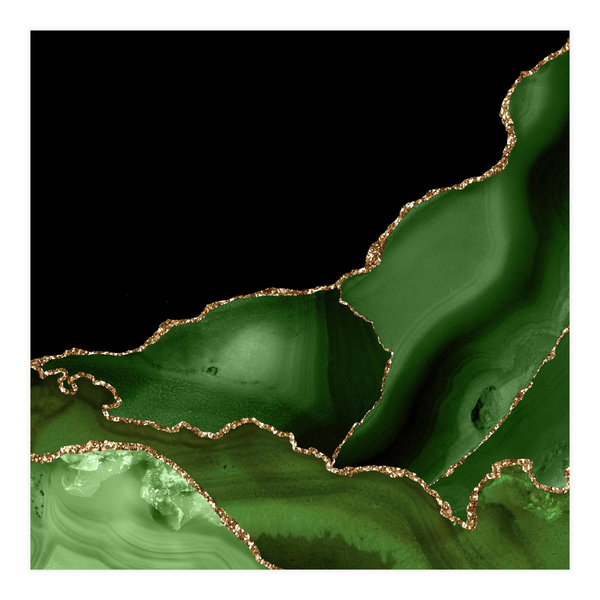 Green & Gold Agate Texture 03 (Print Only)