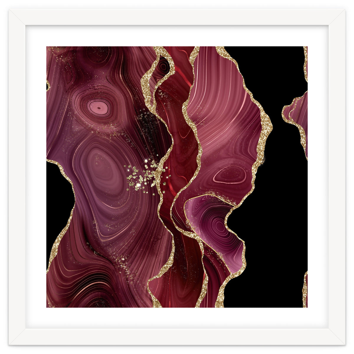 Burgundy & Gold Glitter Agate Texture 01