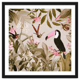 Vintage Exotic Birds Sepia Rainforest Flower Jungle thumbnail