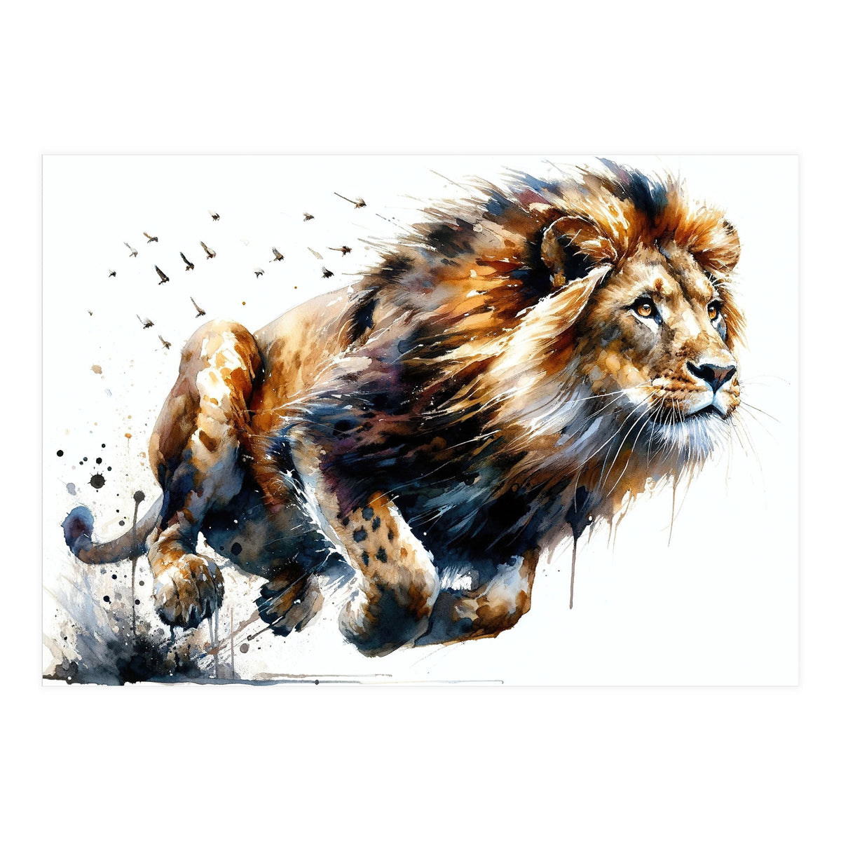 Dynamic Lion In Motion (Print Only)