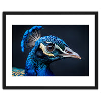 Close Up Of A Peacock Head Blue Feather
