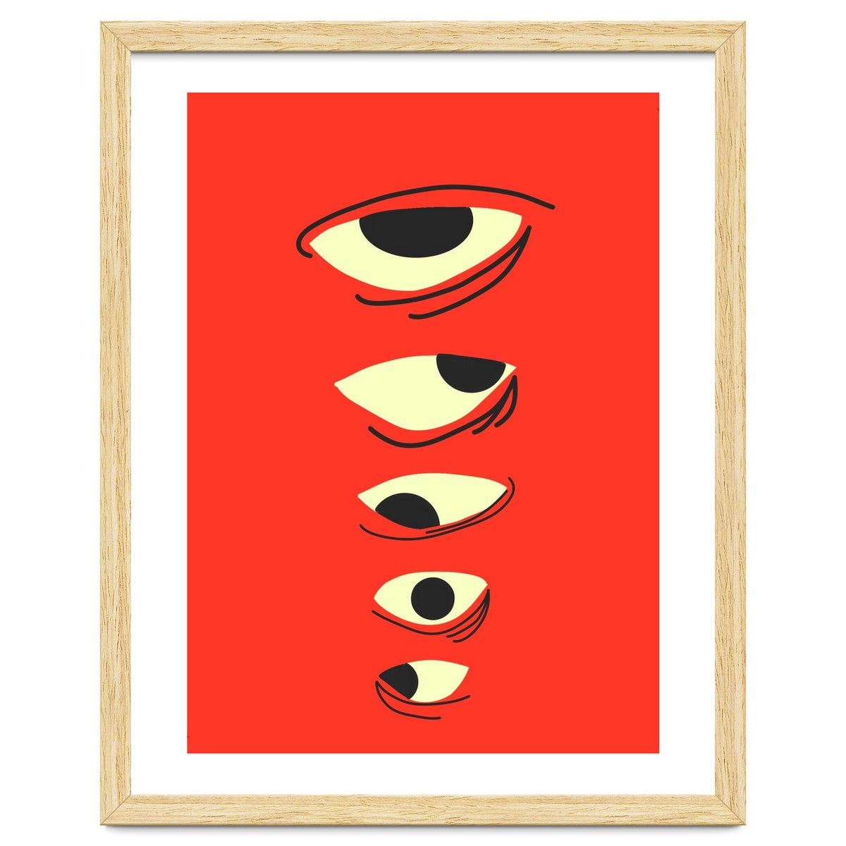 Abstract Eyes on Red Background